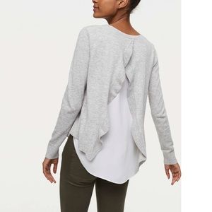 Loft Ruffle Back Mixed Media Sweater